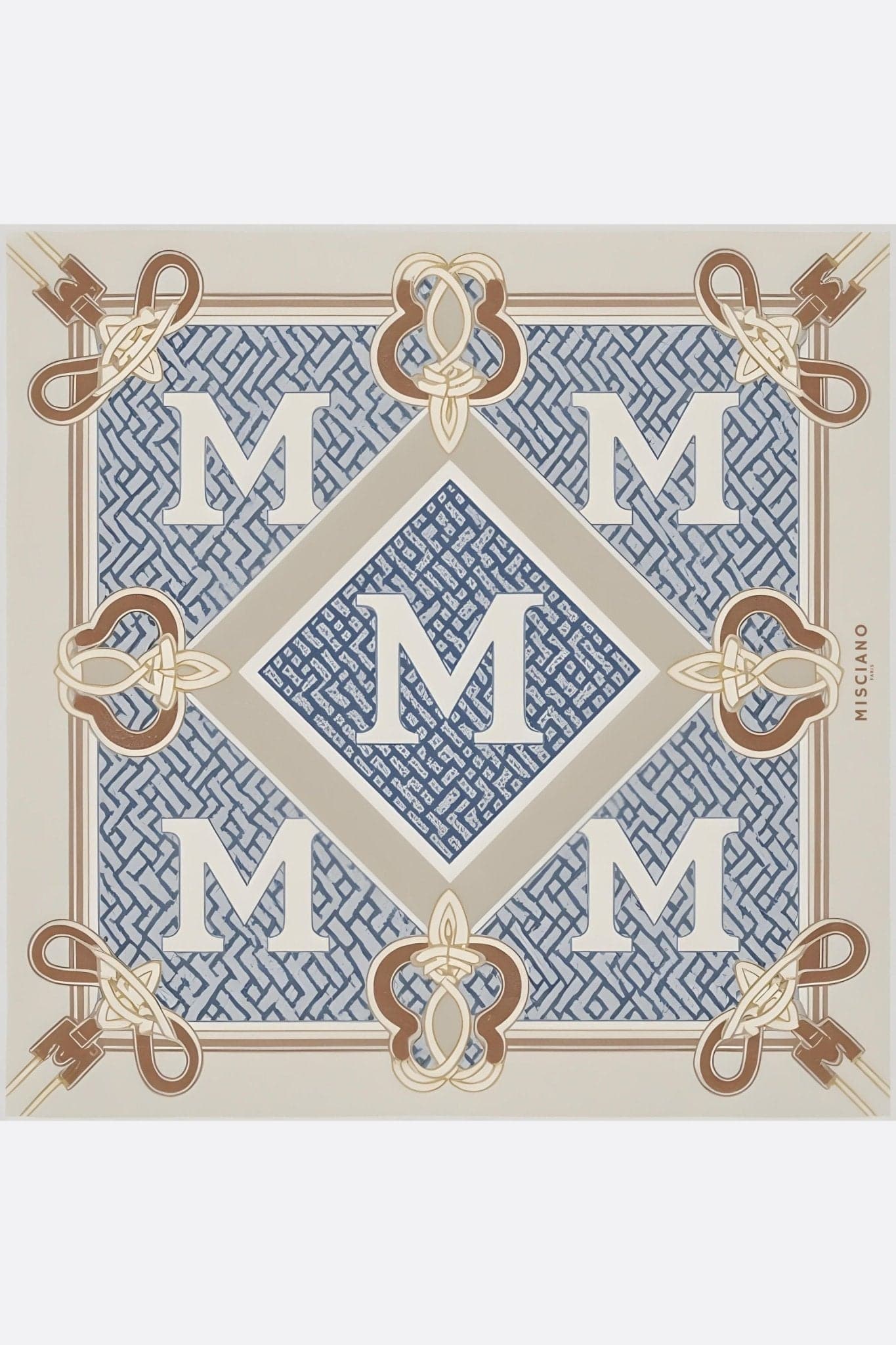 Carré in seta 90x90 cm con monogramma iconico, stampa doppio lato, accessorio elegante per completare look raffinati in...