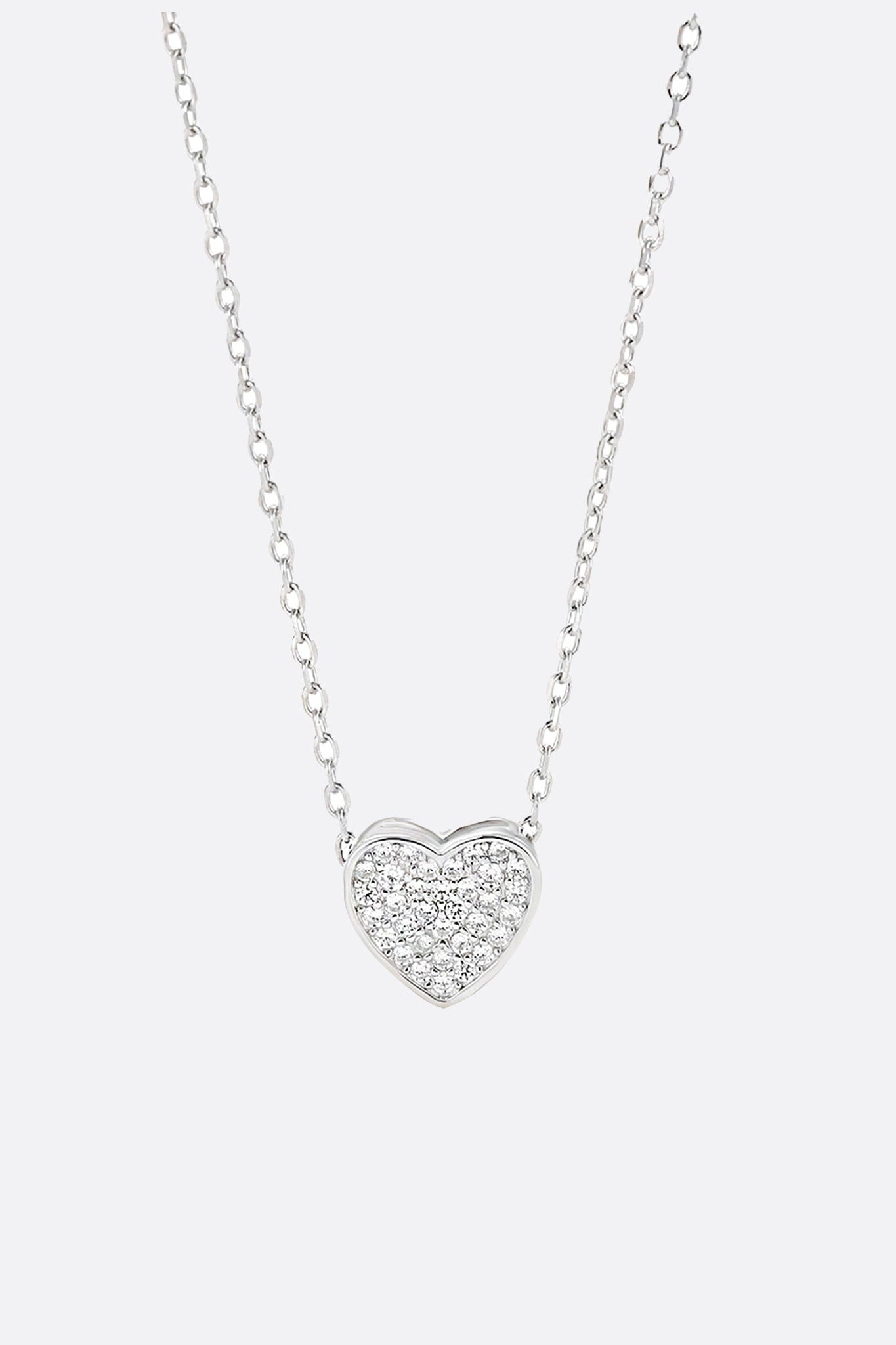 Delicate 925 silver necklace with a sparkling heart pendant, refined micro-paved crystals