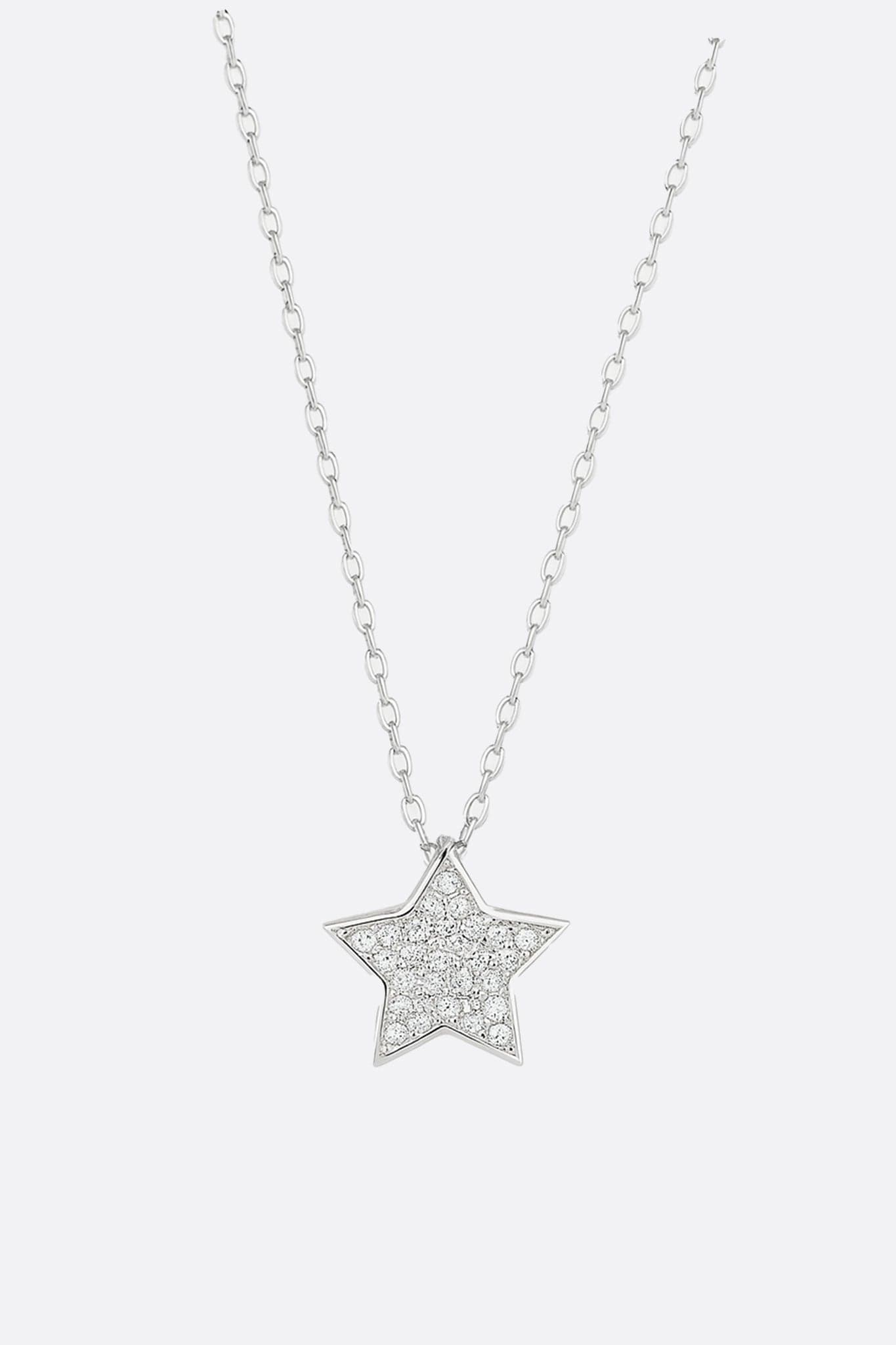 Elegant 925 silver necklace with a sparkling micropaved crystal star pendant, chic evening accessory