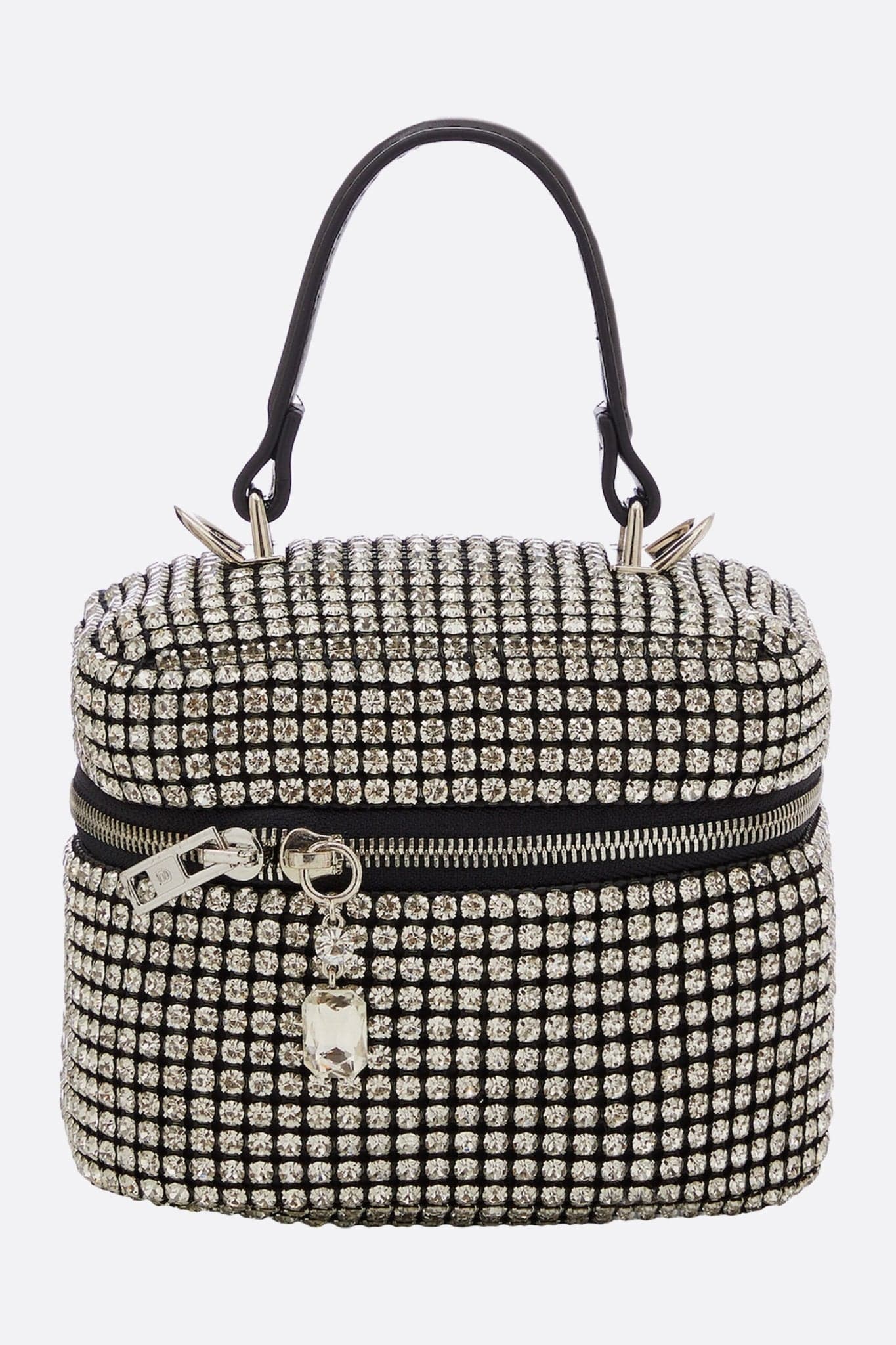 Elegant evening handbag in silver crystals, removable shoulder strap, perfect to enhance your gala looks
